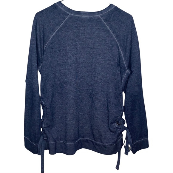 a.n.a Womens Size L Pullover Sweatshirt Long Sleeve Tie Sides Blue - Picture 3 of 8